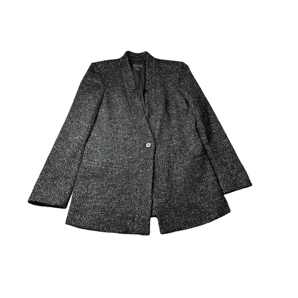 Club Monaco Size 6 Wool Blend Blazer Tweed Black One‎ Button
